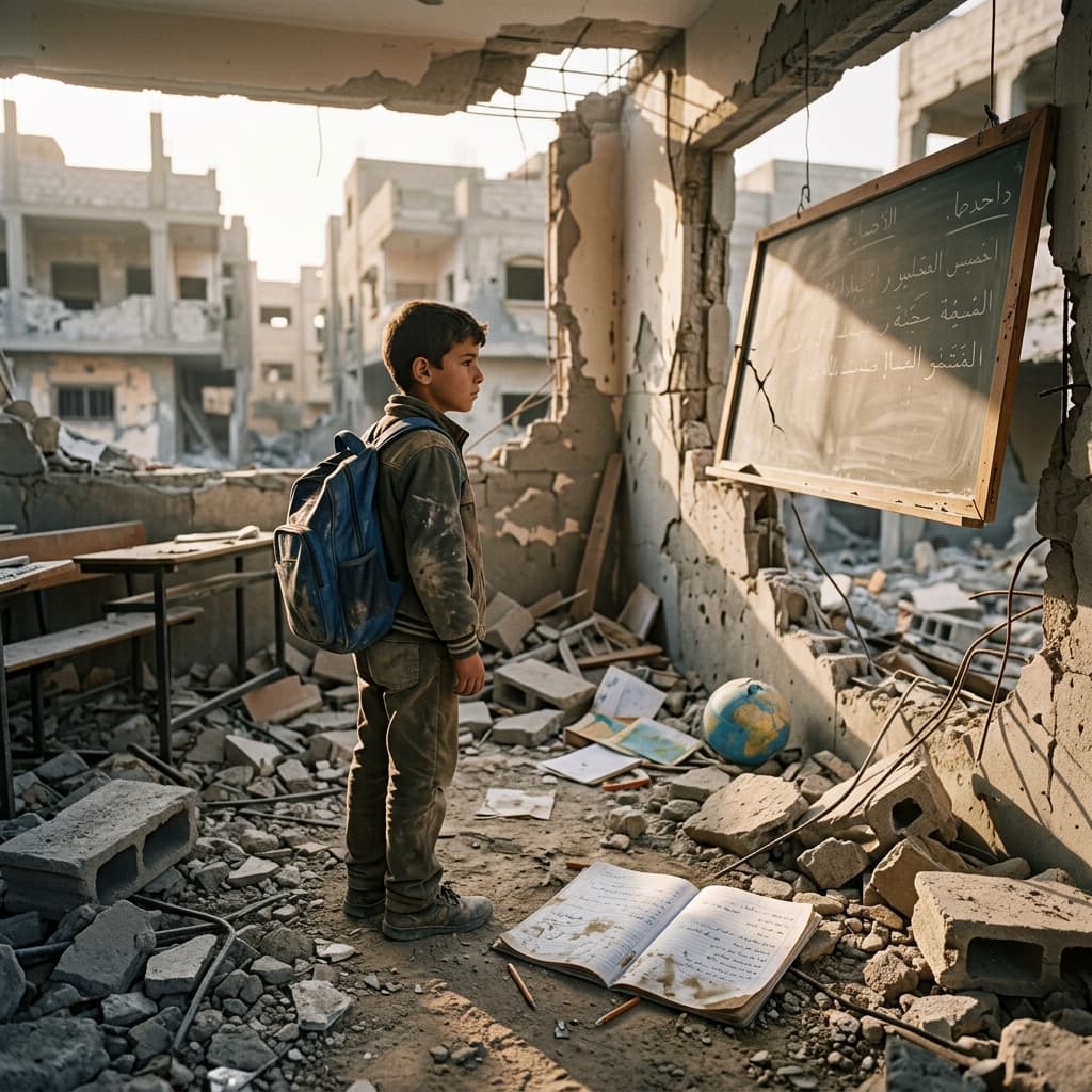 Destroyed school in Gaza